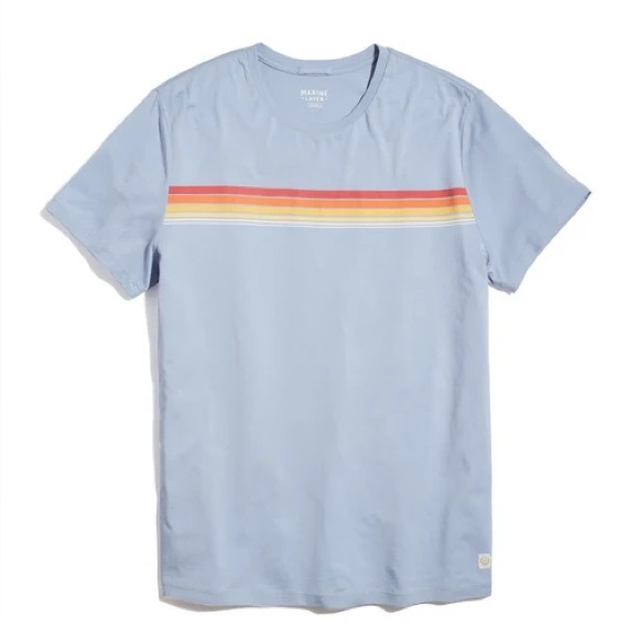 Marine Layer Men’s Signature Crew Graphic Tee in Dusty Blue in Size M - Picture 1 of 5